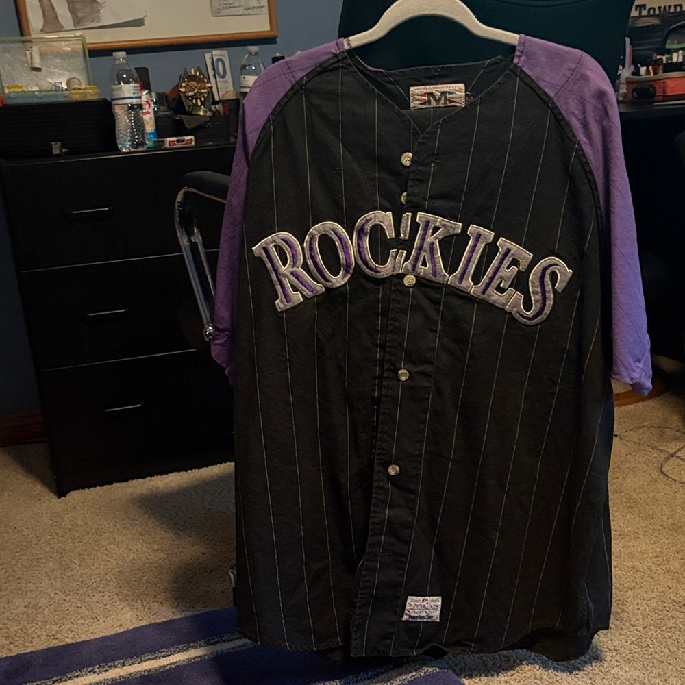 Majestic Black and Purple Rockies Jersey